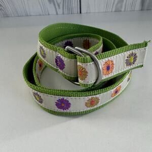 VTG LL Bean Belt Women’s Floral Canvas D ring Belt Green